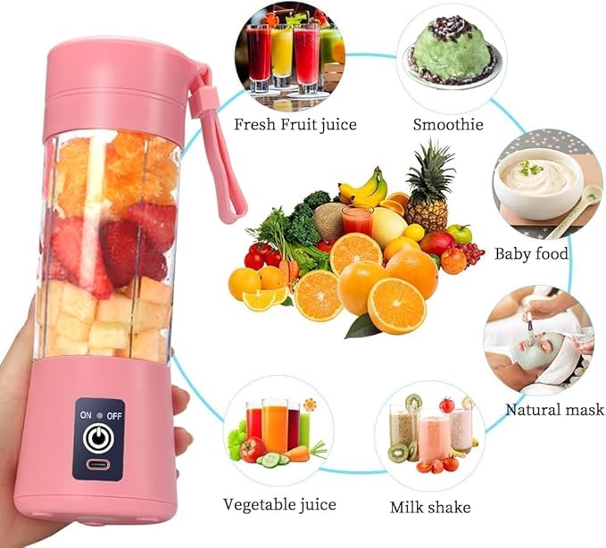 Portable USB Electric Juicer – 6-Blade Blender & Shaker