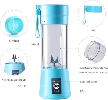 Portable USB Electric Juicer – 6-Blade Blender & Shaker