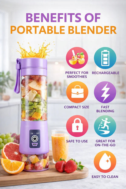 Portable USB Electric Juicer – 6-Blade Blender & Shaker